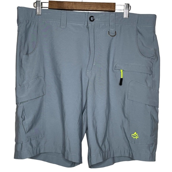 Loco Skailz 38 Mens Gray Flat Front Regular Fit Stretch Cargo Shorts - Picture 1 of 10